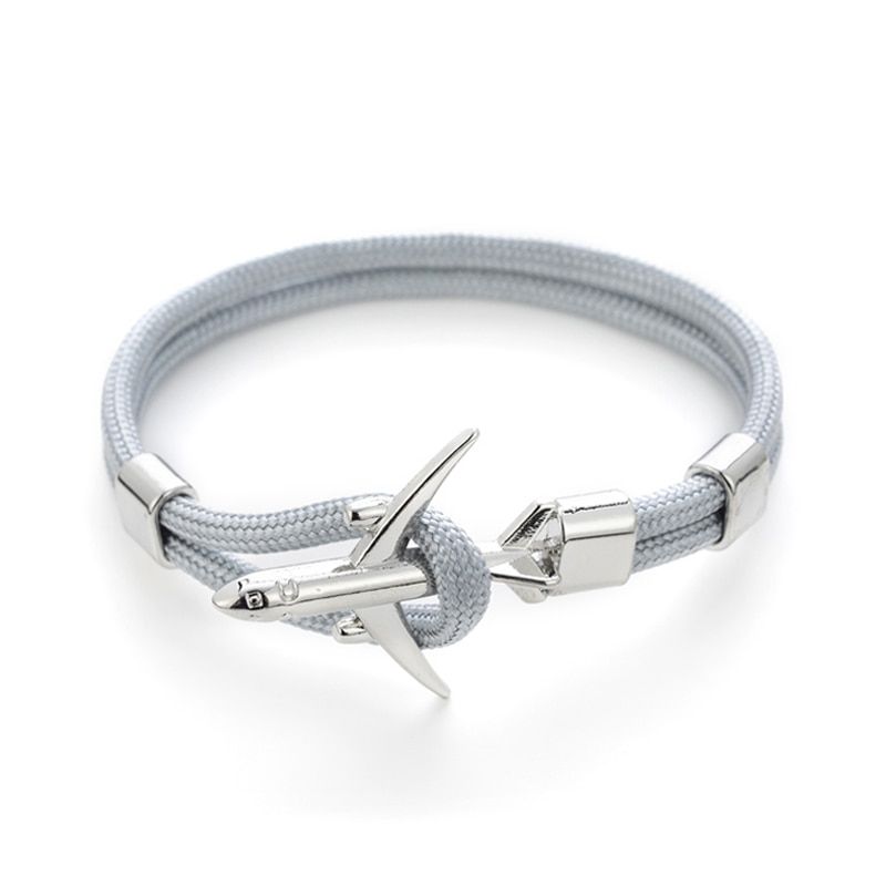 20 Colors Fashion Silvers Anchor Bracelets Men Women Charm Rope Chain Couple Bracelet Metal Airplane Leather Hooks Homme Jewelry
