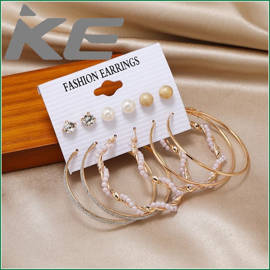 Accessories Pop Earrings Geometric Metal Exaggerated Circles Tassel Stud Earrings Set Ornament for women low price