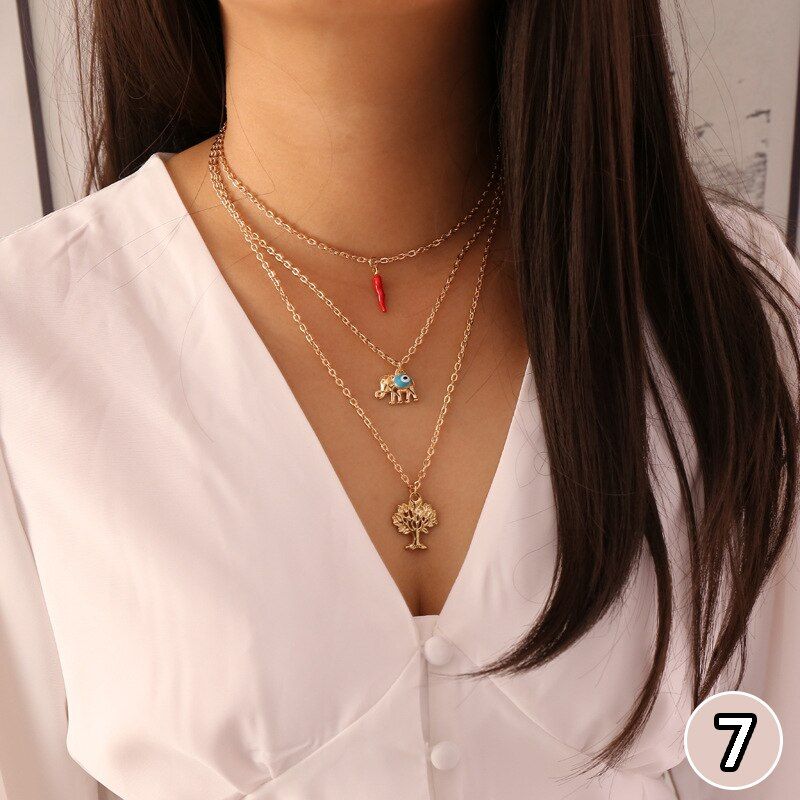 Classic Women Necklaces Water Drop Disc Starfish Heart Pearl Pendant Clavicle Chain Necklace Set Engagement Party Jewelry Gift