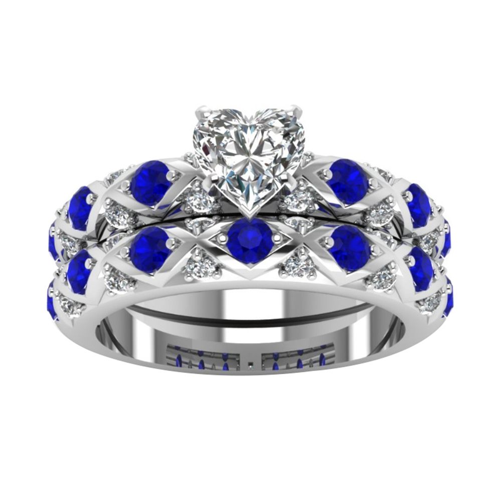 Luxury Women Cubic Zirconia Heart Rhombus Ring Wedding Engagement Jewelry Gift