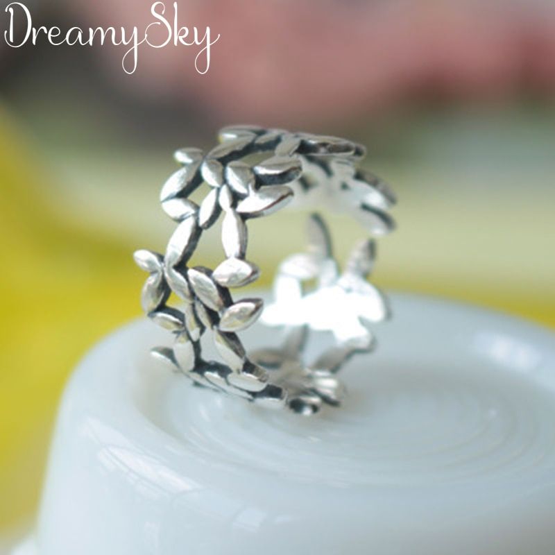 Bohemian Fashion Silver Color Leaf Antique Rings For Women Girls Big Finger Ring Bridal Jewelry joyas de plata