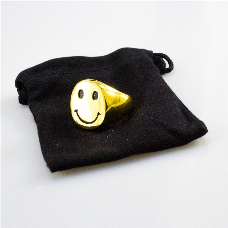 2020 New Style Gold Color Stainless Steel Rings for Women Retro Antique Smiley Finger Ring Party Jewelry Gifts