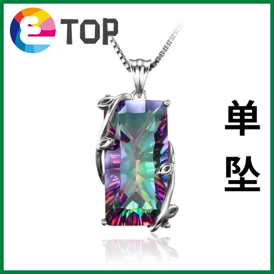 Flower Colorful Stone Tourmaline Pendant European And American Topaz Leaf Necklace Temperament Colorful Treasure Pendant