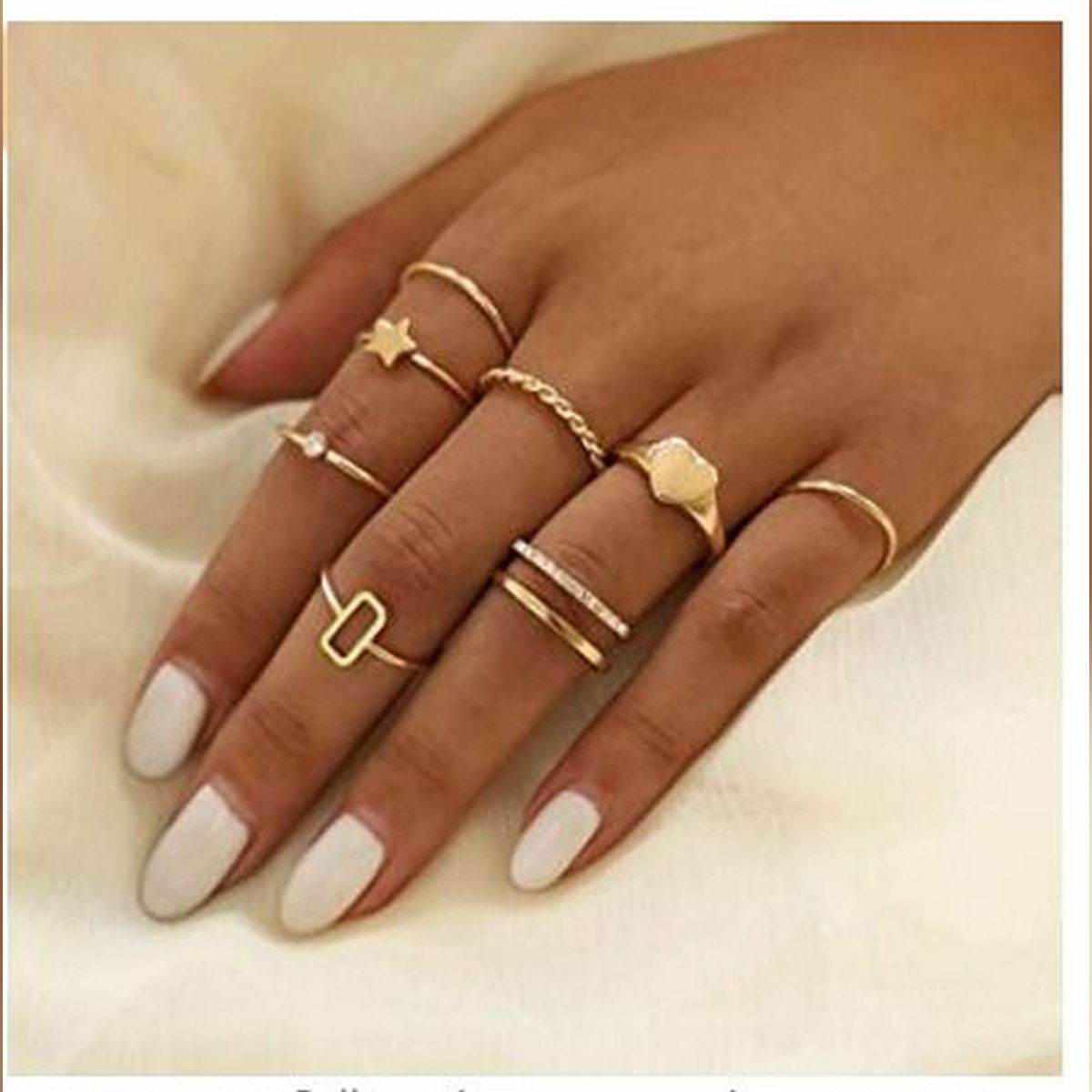 Women Fashion Finger Rings 9Pcs Sets Hollow Out Love-Heart Pearl Rhinestone Wave Finger Joint Ring Sets Cluster Rings Jewelry