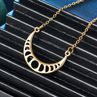 Simple Hollow Pendant Crescent Moon Eclipse Chain Neckle Fashion Women Jewelry