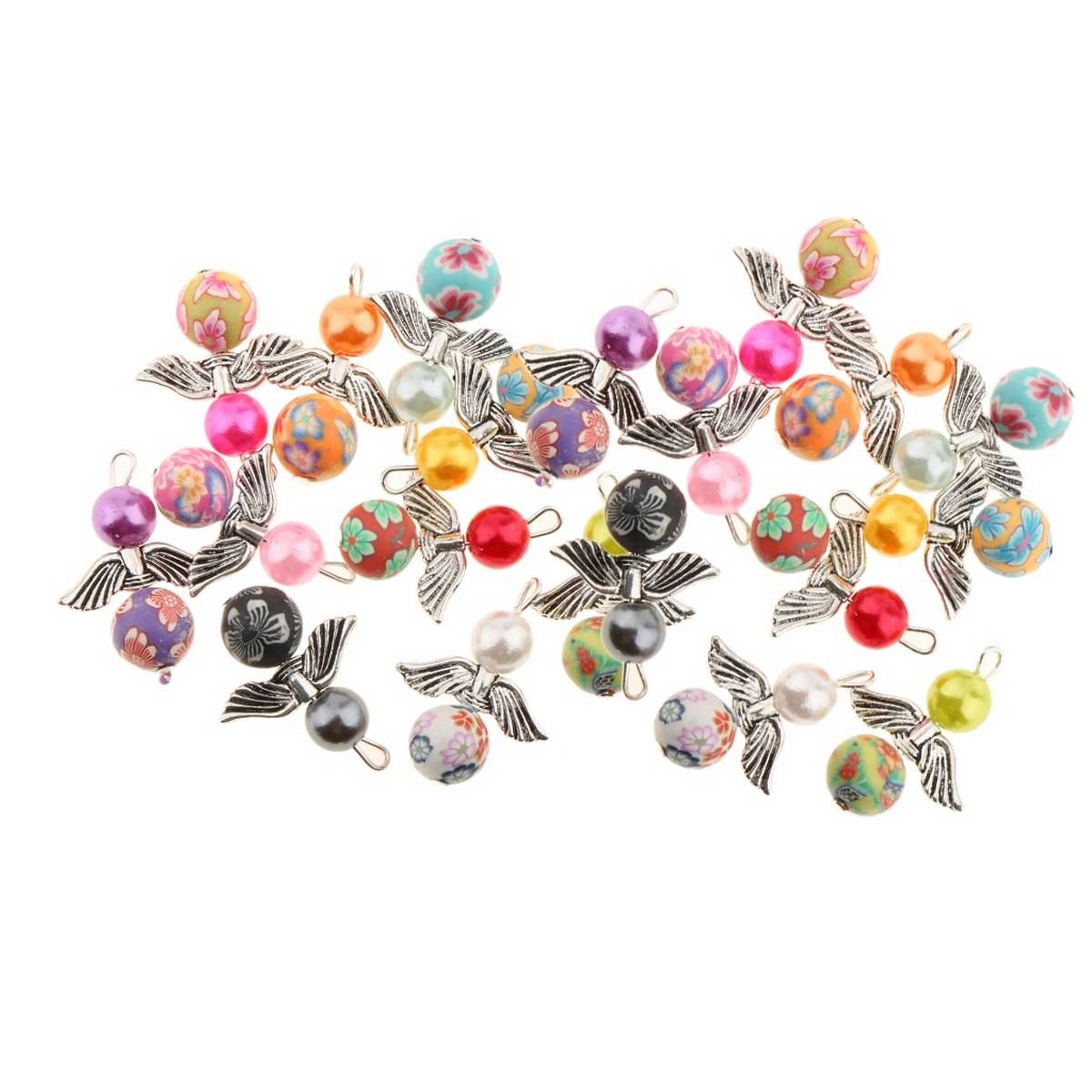 20pcs Mixed Angel Wings Pendants Charms Clay Beads for Earring Necklace made DIY Jewelry Making Crafts Kids Birthday gift Set