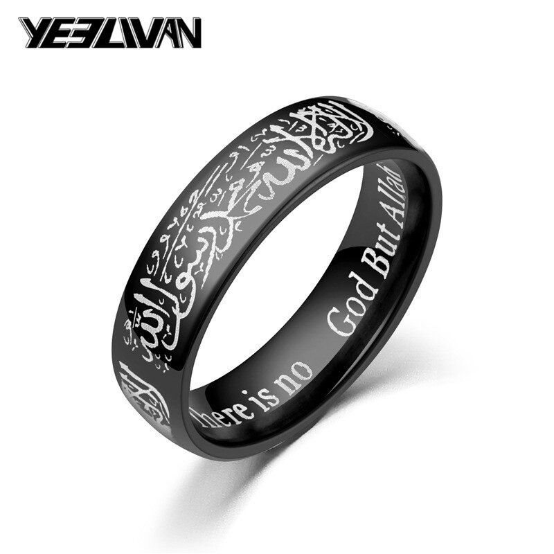 ELSEMODE Titanium Steel Quran Messager rings Muslim religious Islamic halal words men women vintage bague Arabic God ring