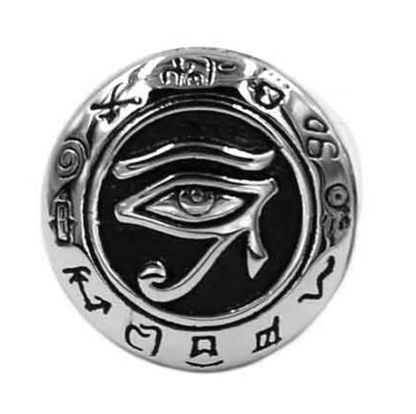 Egyptian Eye of Horus Udjat Amulet Ring Stainless Steel Ring Egypt Pharaoh King Motor Biker Mens Women Ring WholesaleSWR0741B