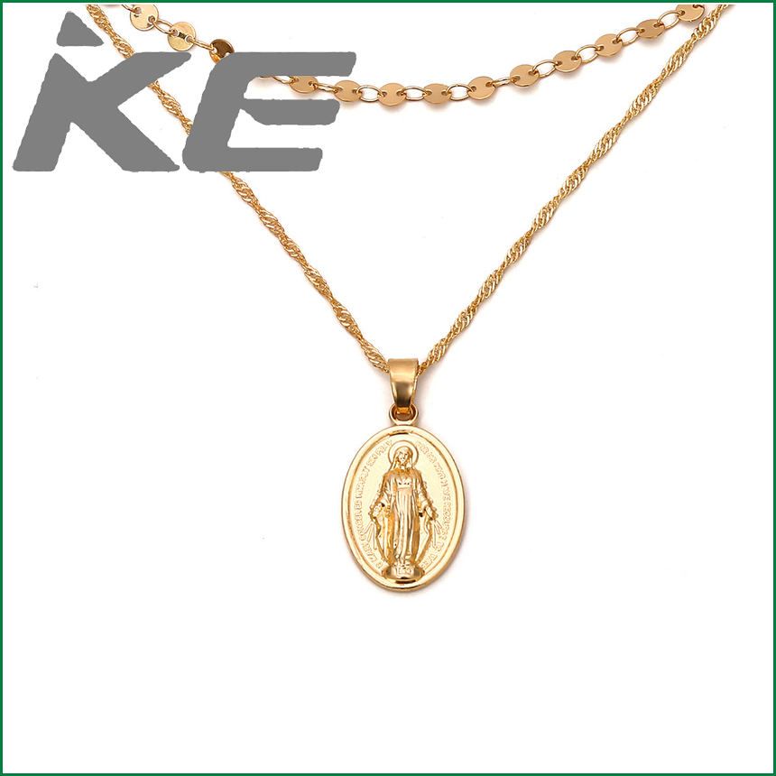 ebay fashion simple korean version crystal beaded multi-layer necklace Virgin pendant necklace for women low price
