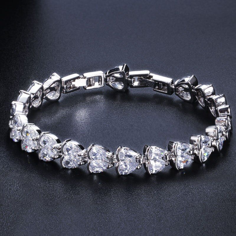 CWWZircons Two lines Silver Color Water Drop Yellow Cubic Zirconia Stones Elegant Female Party Bracelets for Wedding CB107