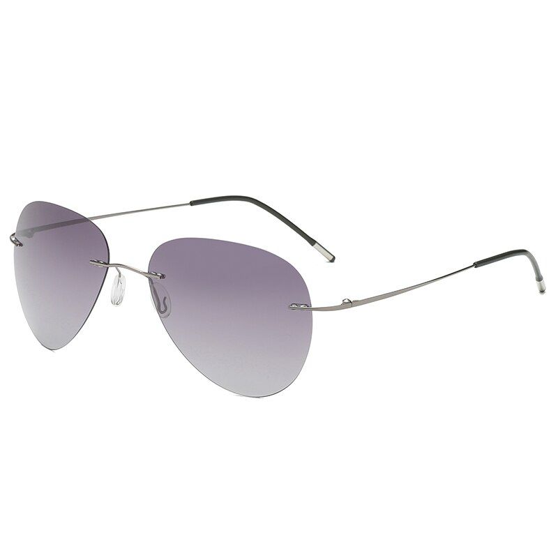 Grey 2 purpleRimless Polarized Sunglasses Men Aviation Ultralight Titanium Arms Eyewear Polarize Women Brand Designer Polaroid super Light