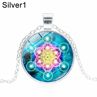 Metatron's Cube Sred Glass Cabochon Uni Round Vintage Pendant Neckle