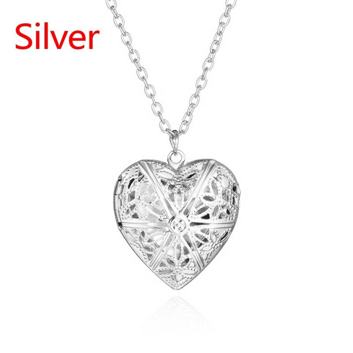 Necklace Heart Shape Stainess Steel Heart Necklace Pendant Chain Jewelry Party Beauty Girls Photo Locket Jewelry