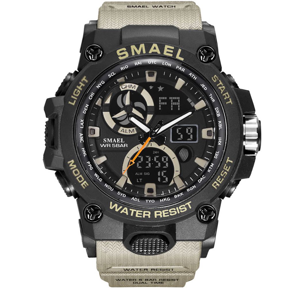 SMAEL Men Waterproof Electronic Digital Pointer Luminous Quartz Wrist Watch