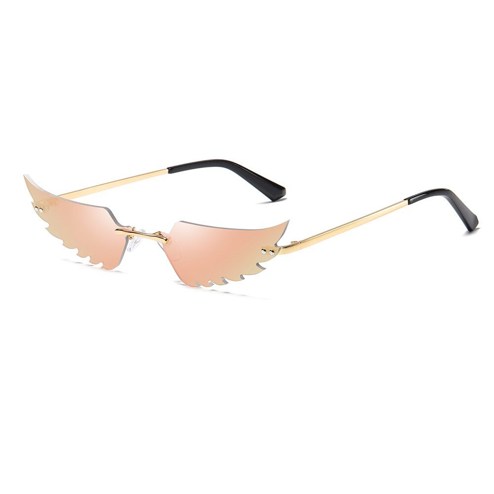 B03Fashion Edgy Fire Flame Sunglasses 2020 Lady Rimless Wave Sun Glasses Women Mirror Eyewear Vintage Narrow Sunglasses UV 400