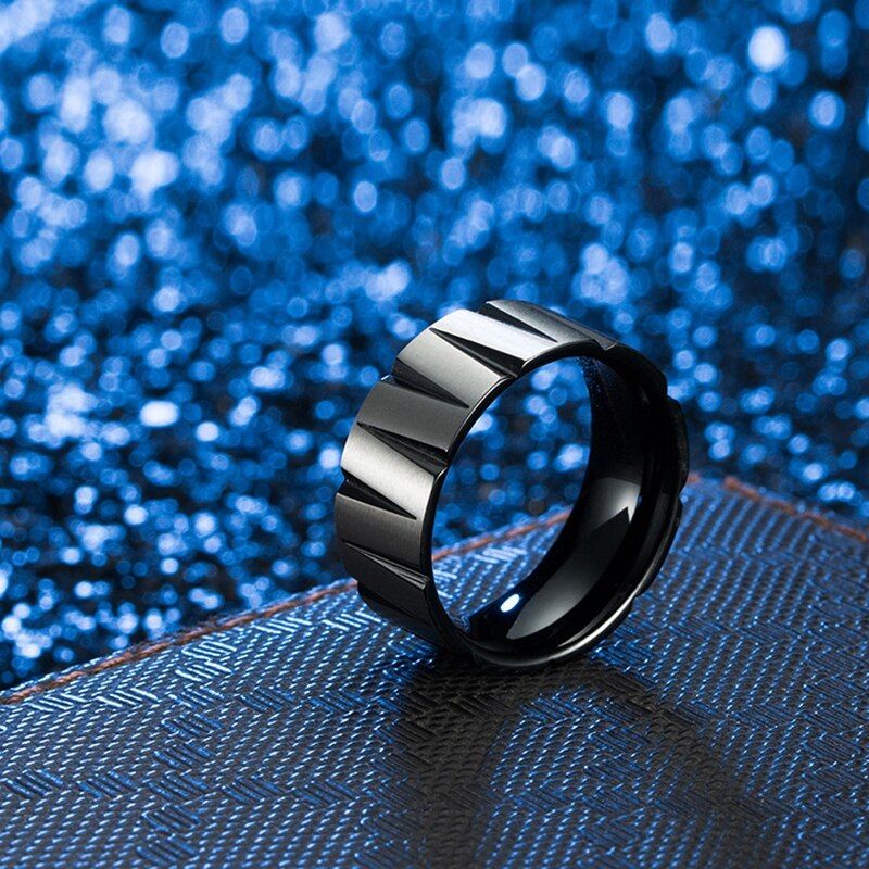 Arrival Stainless Steel Ring for Men Tapered Grooves8mm Width Matte Titanium Rainbow Ring Multicolor Black Gold Color Ring