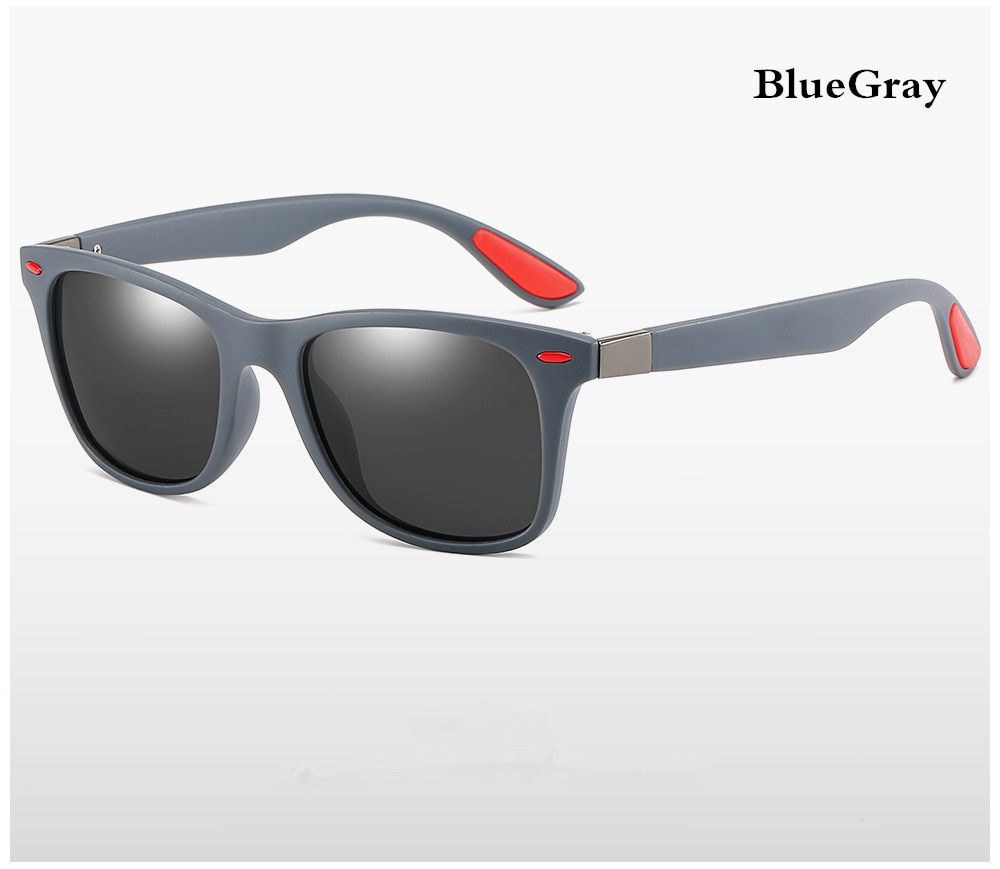 Classic Men Polarized Sunglasses  Designer Outdoor Driving Square Plastic Male Sun Glasses UV400 Gafas De Sol-BlueGray