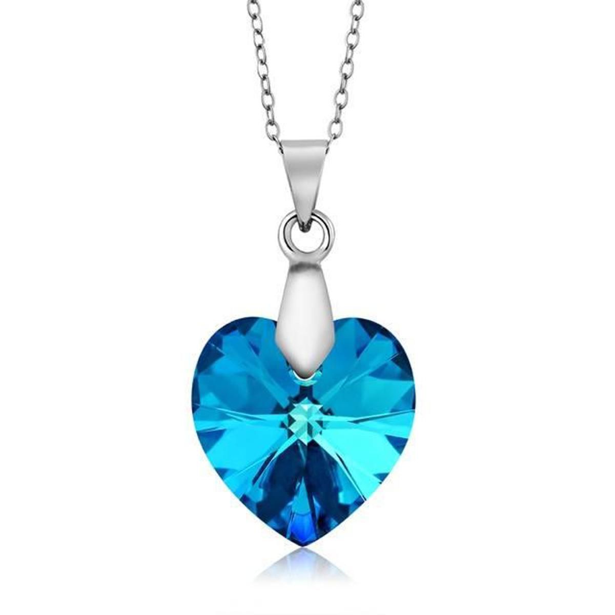 Blue Swarovski Heart Necklace