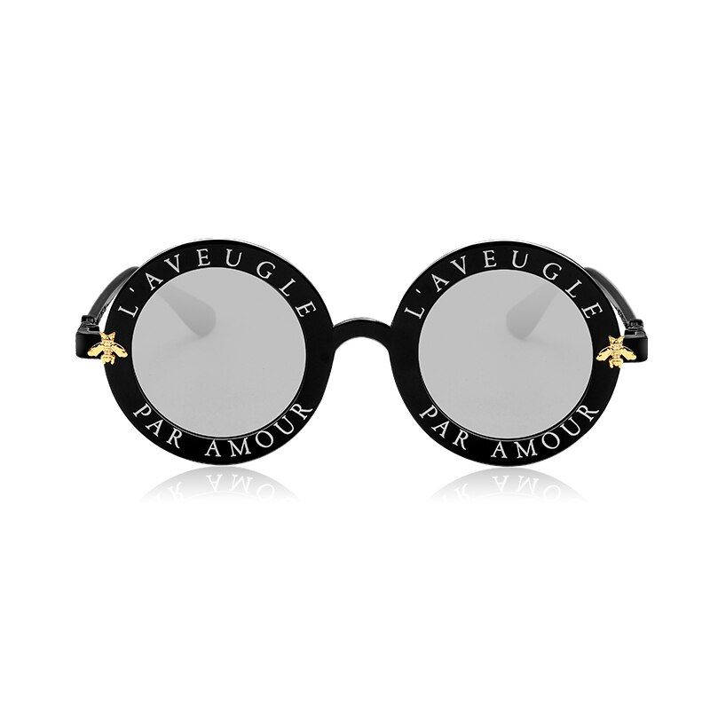 C62019 double eleven Fashion Unisex Round Retro Sunglasses Women Vintage Glasses Circle Classic Bee Letter Sun Glasses Men Shades