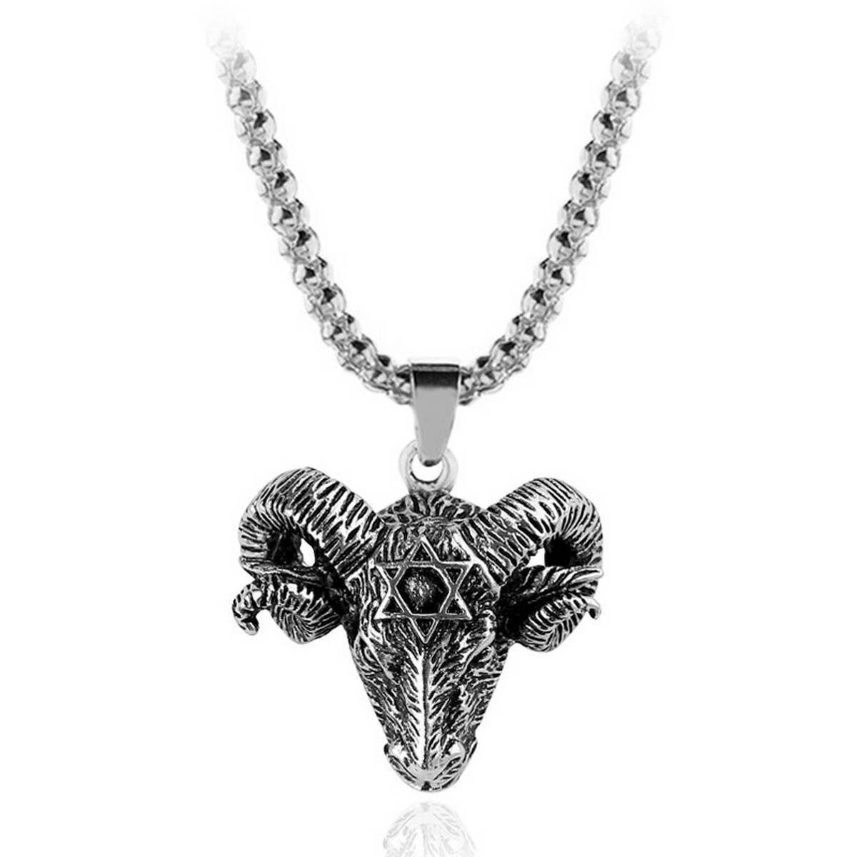 Punk Sheepshead Hexagram Supernatural Pendant Necklace Witchcraft Gothic Man Vharm Vintage Jewelry Cool Street Boy Accessories