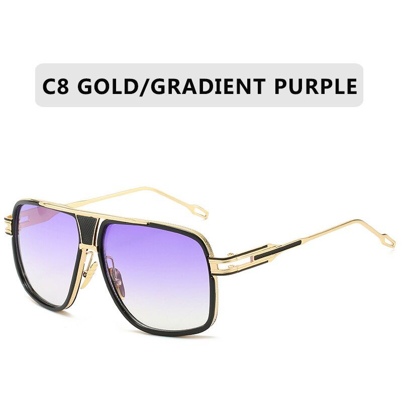 0C8ZXRCYYL Fashion Classic Oversized Sunglasses Men Women Luxury Brand Design Metal Big Frame Sun glasses UV400