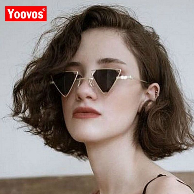 Silver BlueYoovos 2019 Punk Sunglasses Women Triangle Oculos Vintage Glasses Openwork Metal Frame Fashion Sun Glasses Men Okulary