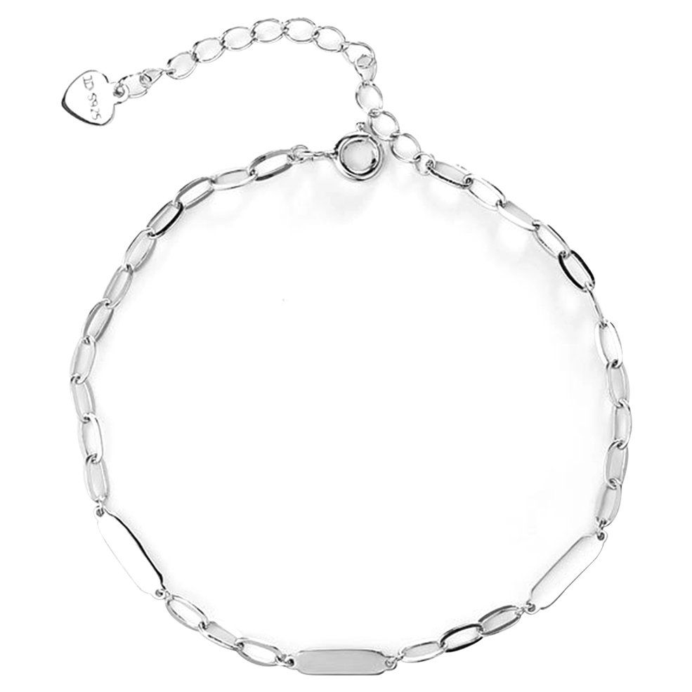 Thin Bracelet Rectangle Bar Splicing Link Chain Silver Adjustable Bracelet