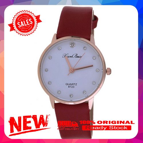 Fashion Faux Leather Band Wristwatch Rhinestone Inlaid Quartz Couple Wrist Watch