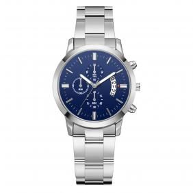 Simple Casual Men Business Steel Strap Buckle Date Quartz Analog Wrist Watch