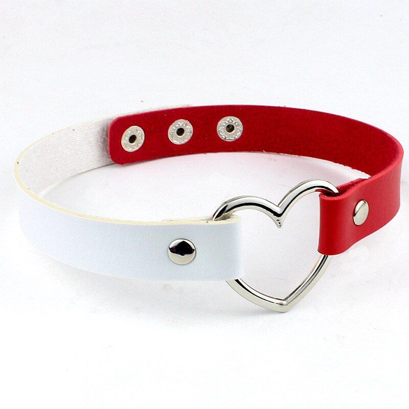 Punk leather collar necklace fun toy female seduction atmosphere peach heart nail collar colorful choker for women gift