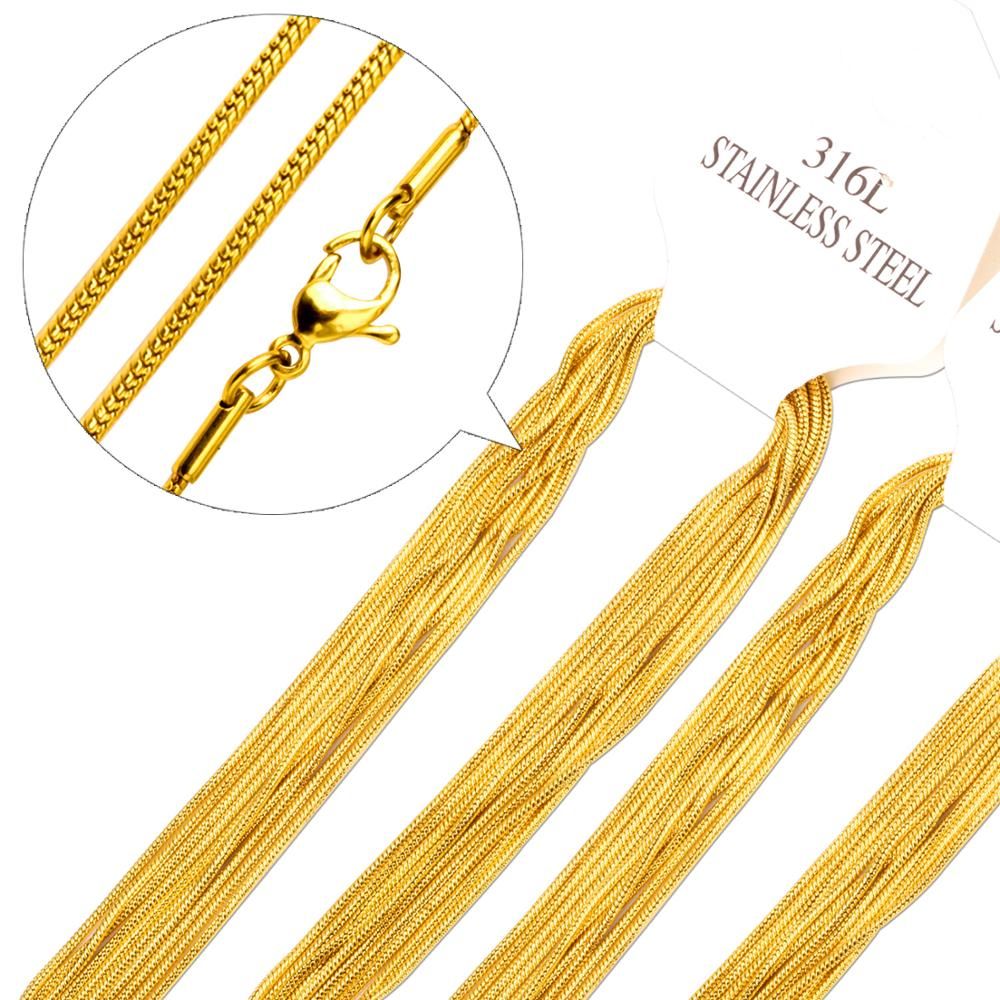 LUXUKISSKIDS Wholesale 10PCS Chains Necklaces Gold/Steel Stainless Steel Snake Chain For Pendant With Woman Jewelry Gift
