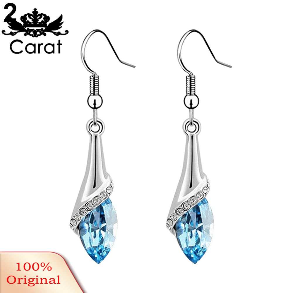 Elegant Women Shiny Rhinestone Marquise Cut Ear Hook Wedding Earrings Jewelry