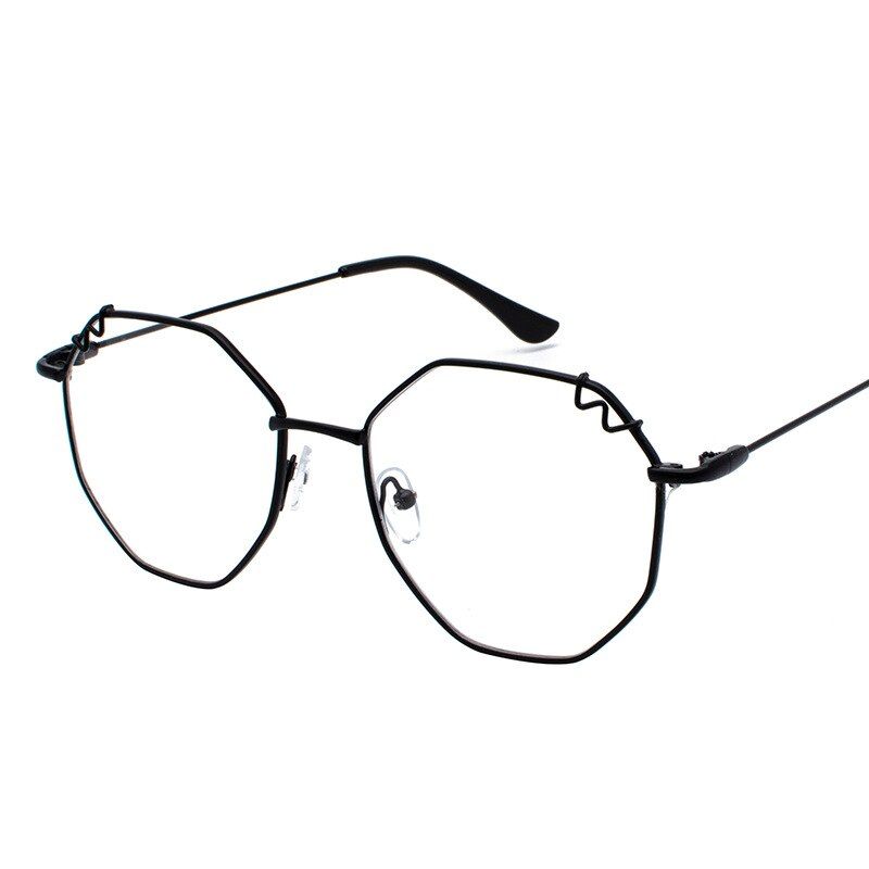 Black as pictureOulylan Retro Sunglasses Men Polygon Sun Glasses Vintage Shades for Women Metal Optical Eyeglasses Brand Design Black Red