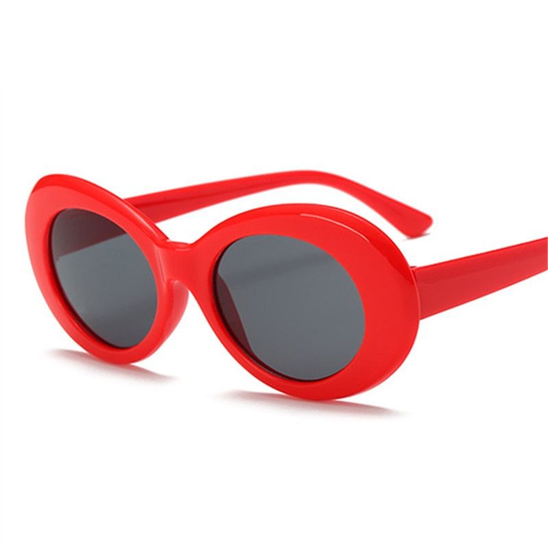 2021 Goggle Kurt Cobain Glasses Oval Sunglasses Ladies Glasses Trendy Hot Vintage Retro Sun Glasses Women's UV400 Gafas De Sol-Red-MULTI