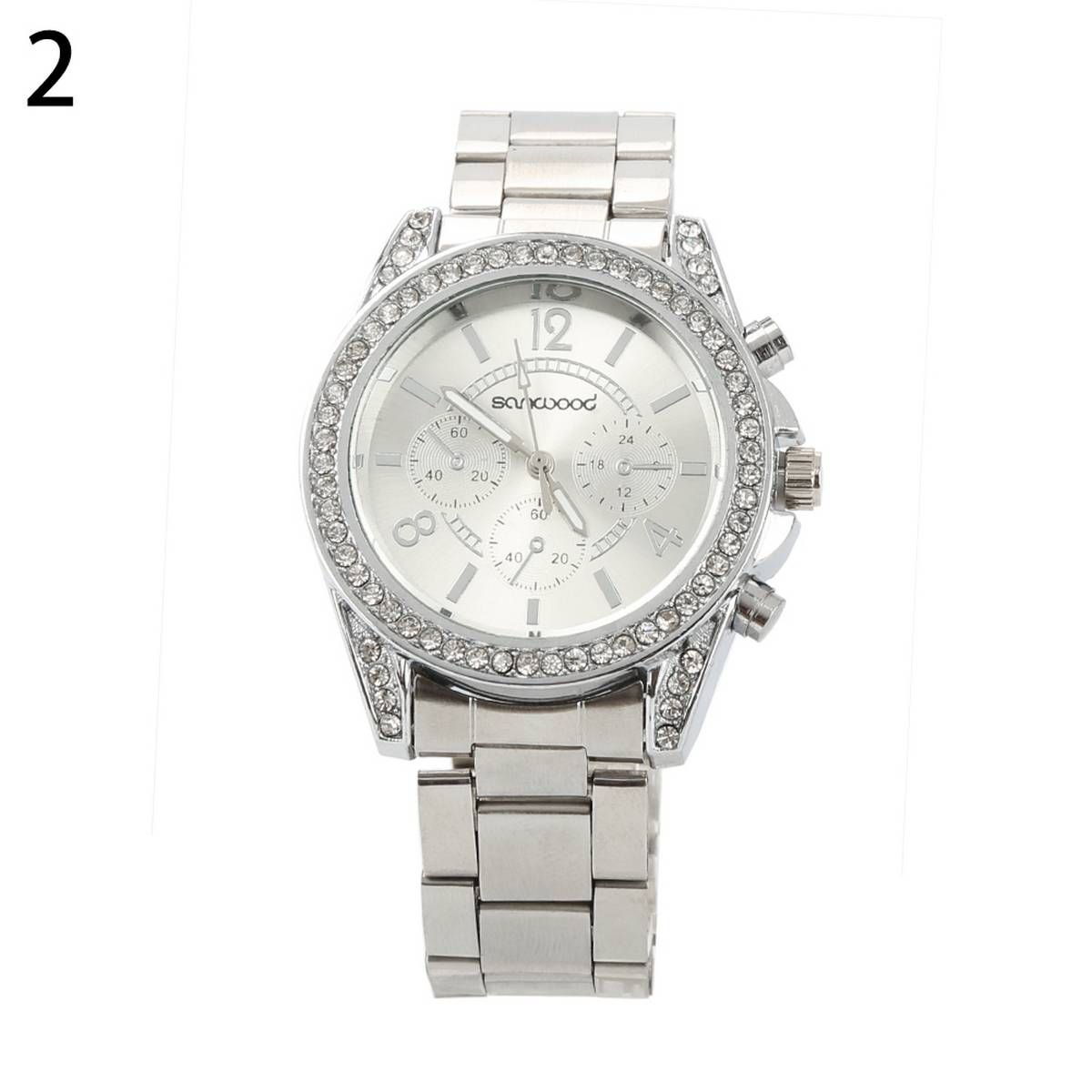 Women's Fashion Shiny Rhinestone Stainless Steel Analog Quartz Wrist Watch