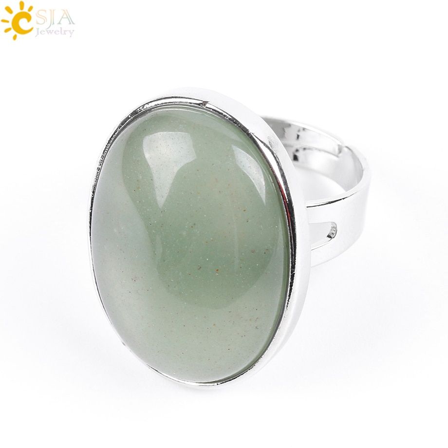 CSJA Reiki Natural Gem Stone Finger Ring for Men Women Pink Quartz Tiger Eye Lapis Lazuli Black Obsidian Party Ring Jewelry E832