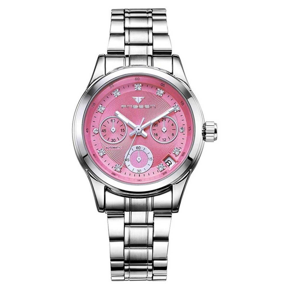 Fashion Women Mechanical Wristwatches Full Automatic Waterproof Watch With Luminous Hands Stainless Steel Strap