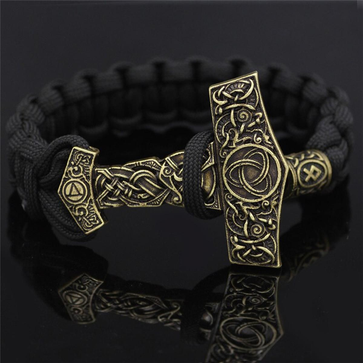 Nostalgia Thor Hammer Mjolnir Martillo De Thor Trinity Knot Irish Talisman Viking Bracelet Personnalisable Manchette Femme 2020