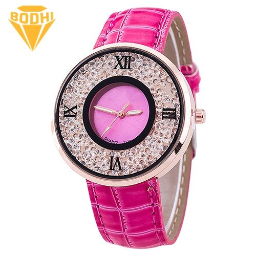 BODHI Unisex Simple Quicksand Dial Faux Leather Band Analog Quartz Casual Wrist Watch