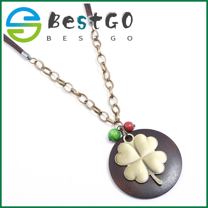 European And American Retro Necklace Simple Long Wax Line Clover Necklace Ladies Sweater Chain