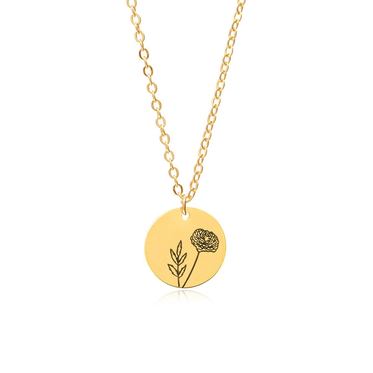 Birth Month Flower Necklace Gold Color January Snowdrop Flower For Women Gift The New Year 44cm(17 3/8\") long, 1 Piece