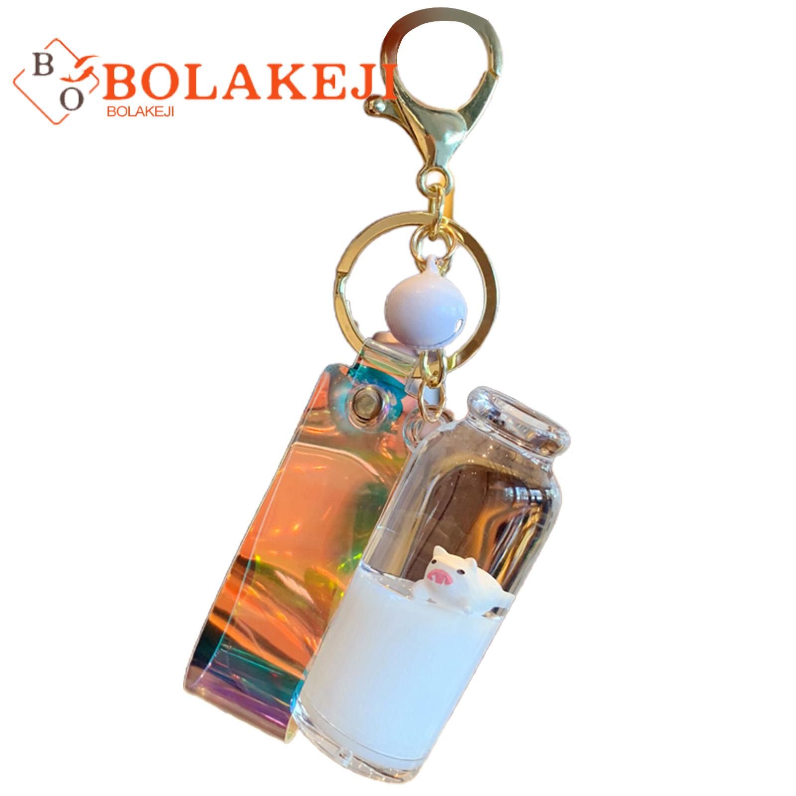 Keyring Holographic Lanyard Piggy Quicksand Bottle Keychain