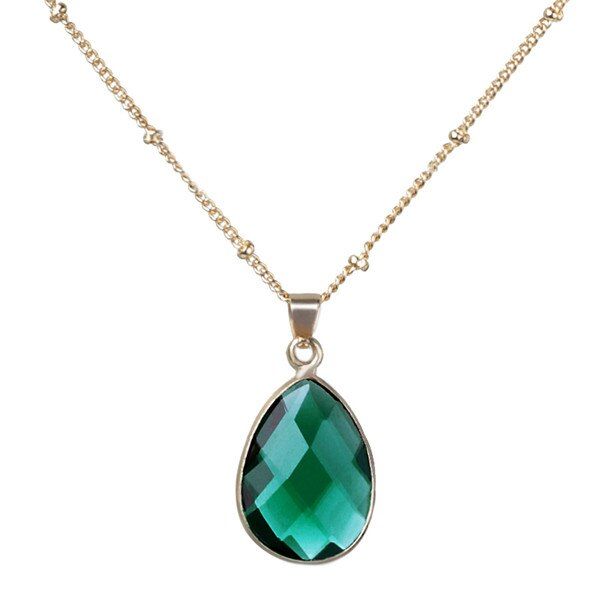 12 Colors Birthstone Natural Stone Water Drop Pendant Necklace Druzy Quartz Gem Stone Crystal DIY Charm Necklace Women Jewelry