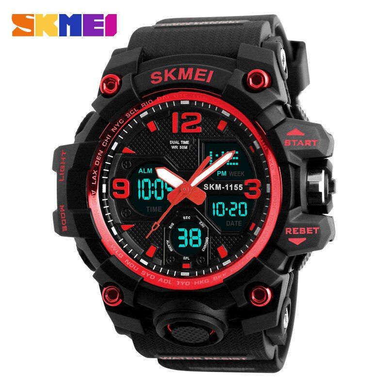 SKMEI Sport Watch Men Digital Chronograph Alarm Clock Watches 5Bar Watwrproof Dual Display Wristwatches relogio masculino