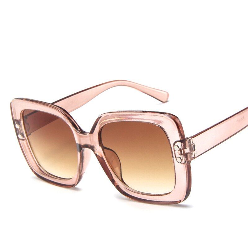 ChampagneTeaRBRARE Oversized Sunglasses Women Luxury Transparent Gradient Sun Glasses Big Frame Vintage Eyewear Square Glasses For Lady