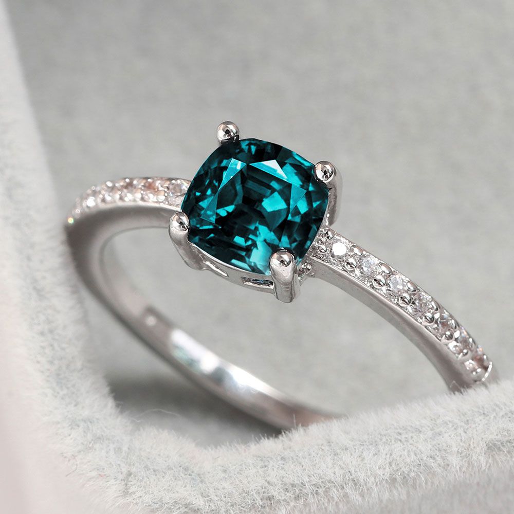 KNOCK  Many color Sky Blue Stone Ring Wedding Engagement Gift Luxury Inlaid Stone Ring