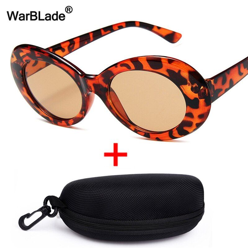 leopard tea2020 Classic Oval Sunglasses Clout Kurt Cobain Glasses Vintage Men Women Sun glasses UV400 Eyewear Retro Gafas De Sol