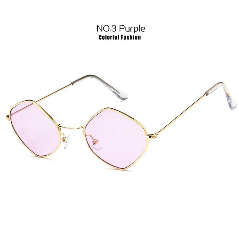 Pink as pictureKUJUNY Small Metal Frame Sunglasses for Women Fashion Ocean Blue Pink Sun Glasses Men Retro Eyewear UV400 Ladies Eyeglasses