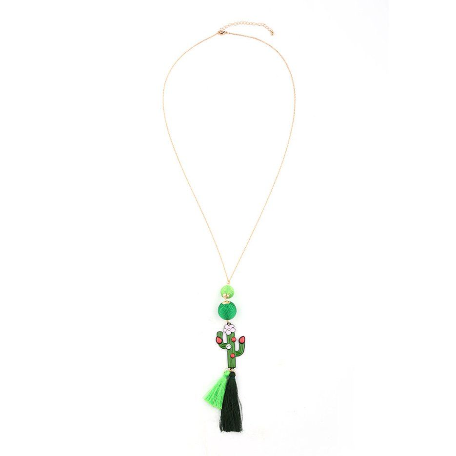 10043 Cactus Tassel Necklace Fashion Decoration Women Gift Preresent