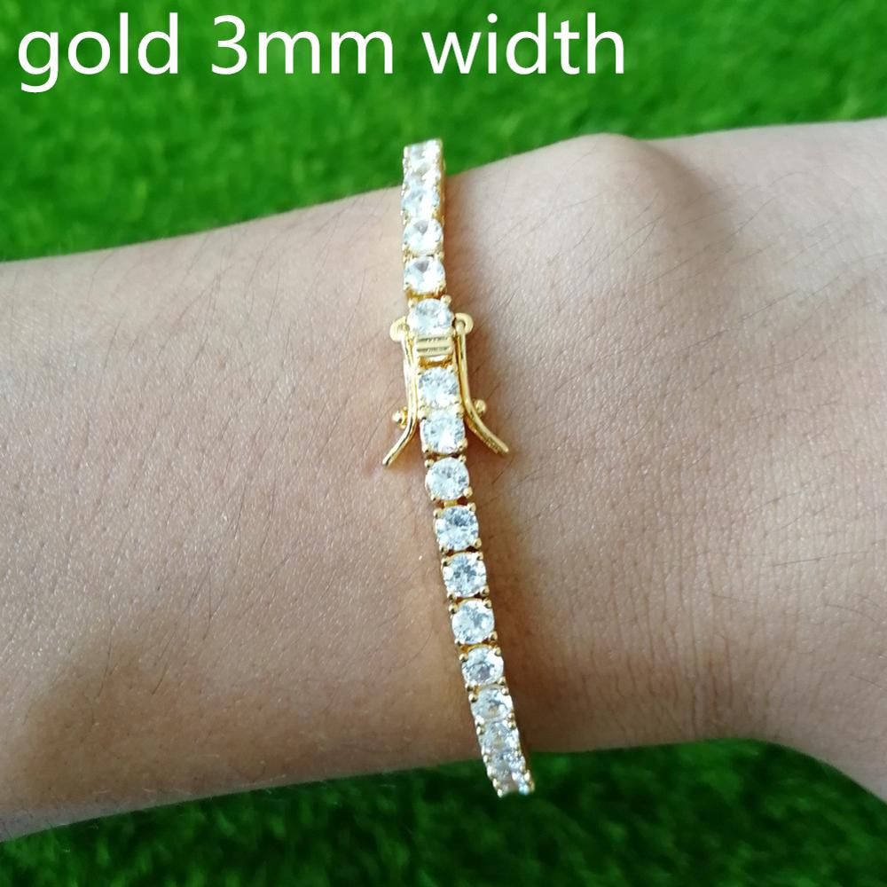 Men Hip hop iced out bracelet 3/4/5mm width High Qulaity AAA Zircon Tennis Chain bracelets Hip hop Jewelry gifts